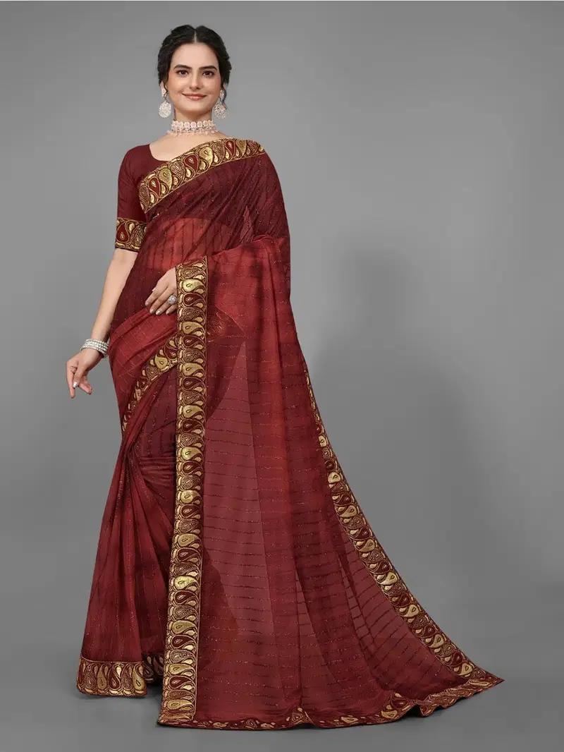Murga fur Lace Border Lycra Printed Designer sarees Wholesale Shop In Surat
